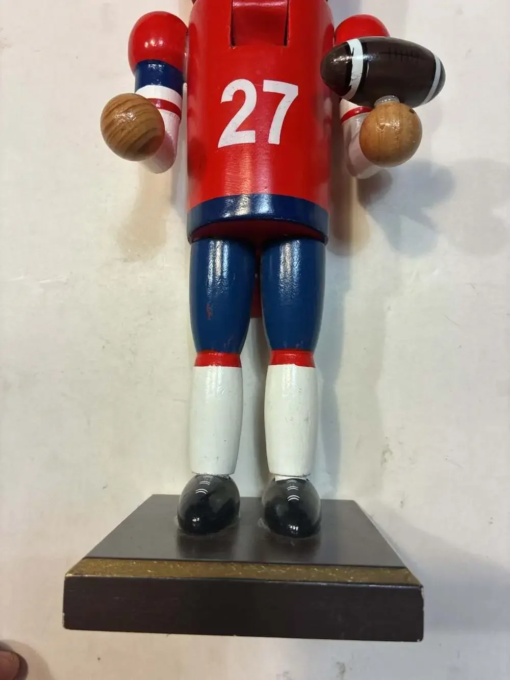 Vintage Style Wooden Football Player Nutcracker with Number 27 Jersey